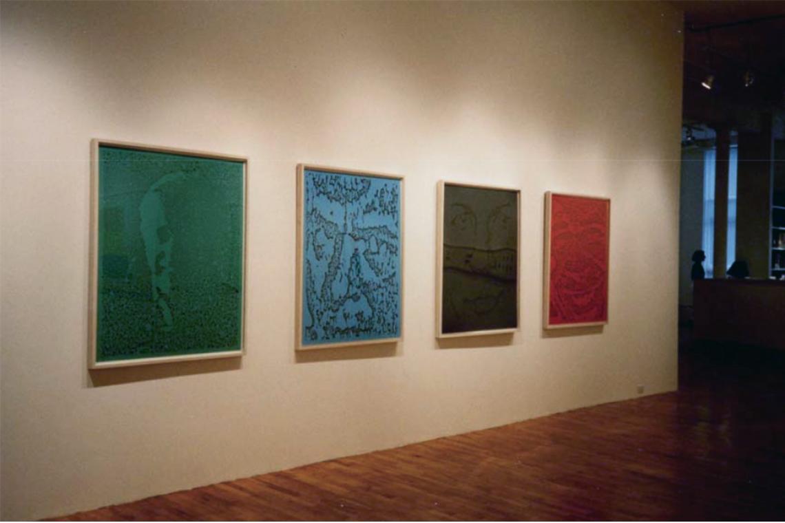Left to right: Ellsworth Kelly, EK/Green, 1990; Jack/Blue, 1990; Jack/Gray, 1990; Jack/Red, 1990