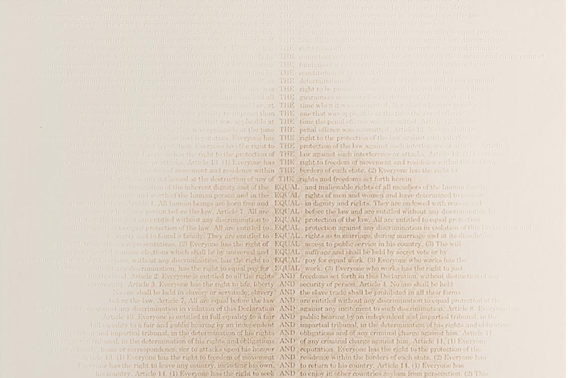 Ann Hamilton, THE EQUAL AND INALIENABLE RIGHTS OF ALL, 2017 (detail)