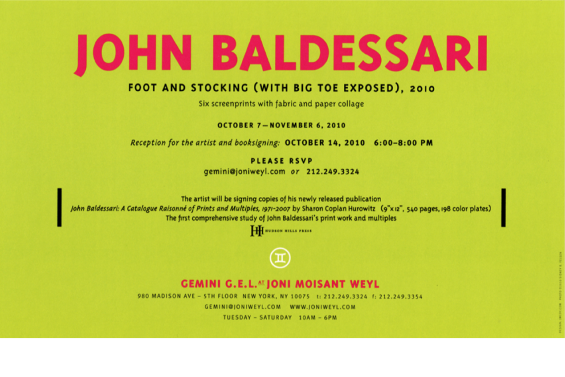 Baldessari Foot & Stocking 2010 Announcement Card