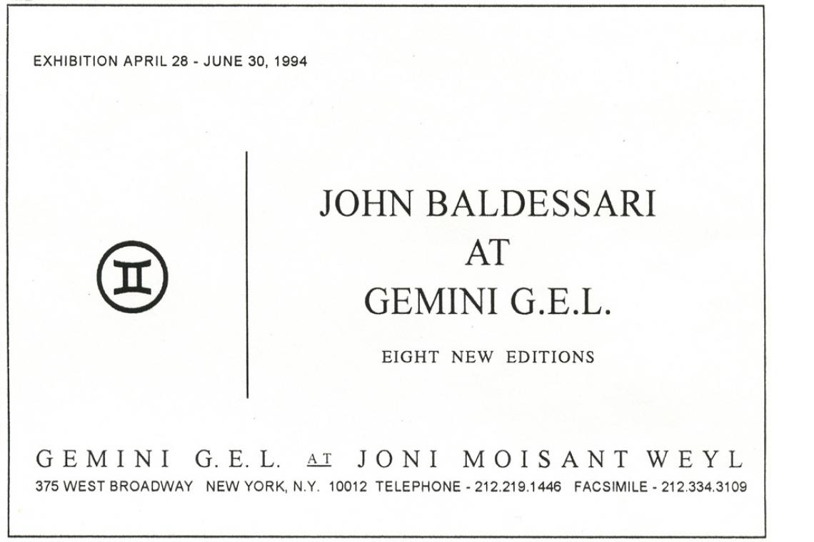 John Baldessari Announcement Card