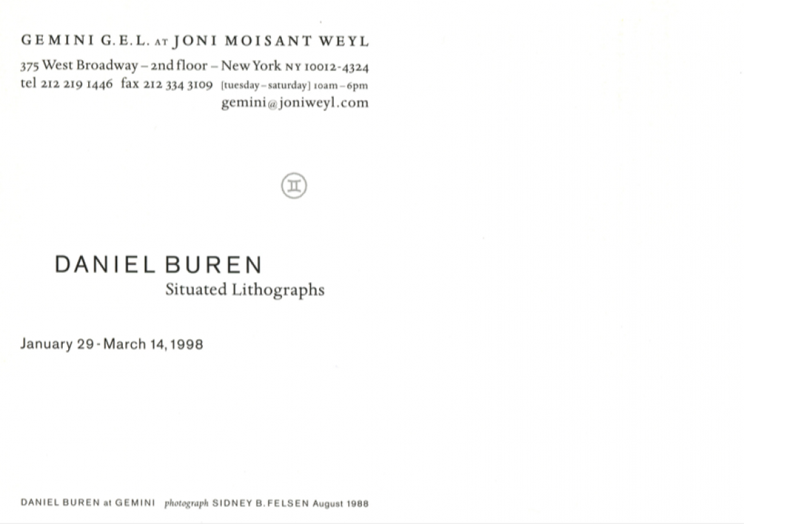 Daniel Buren 1998 Announcement Card