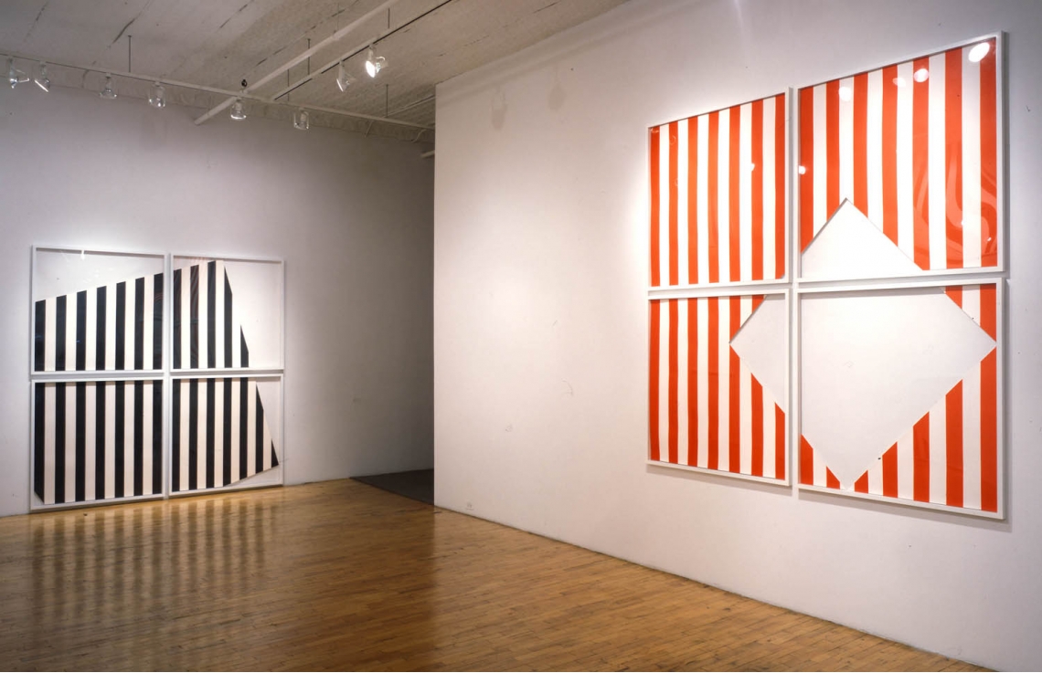 Left to right: Daniel Buren, The Rotating Square- In and Out of the Frame, 1989; The Missing Square, 1989