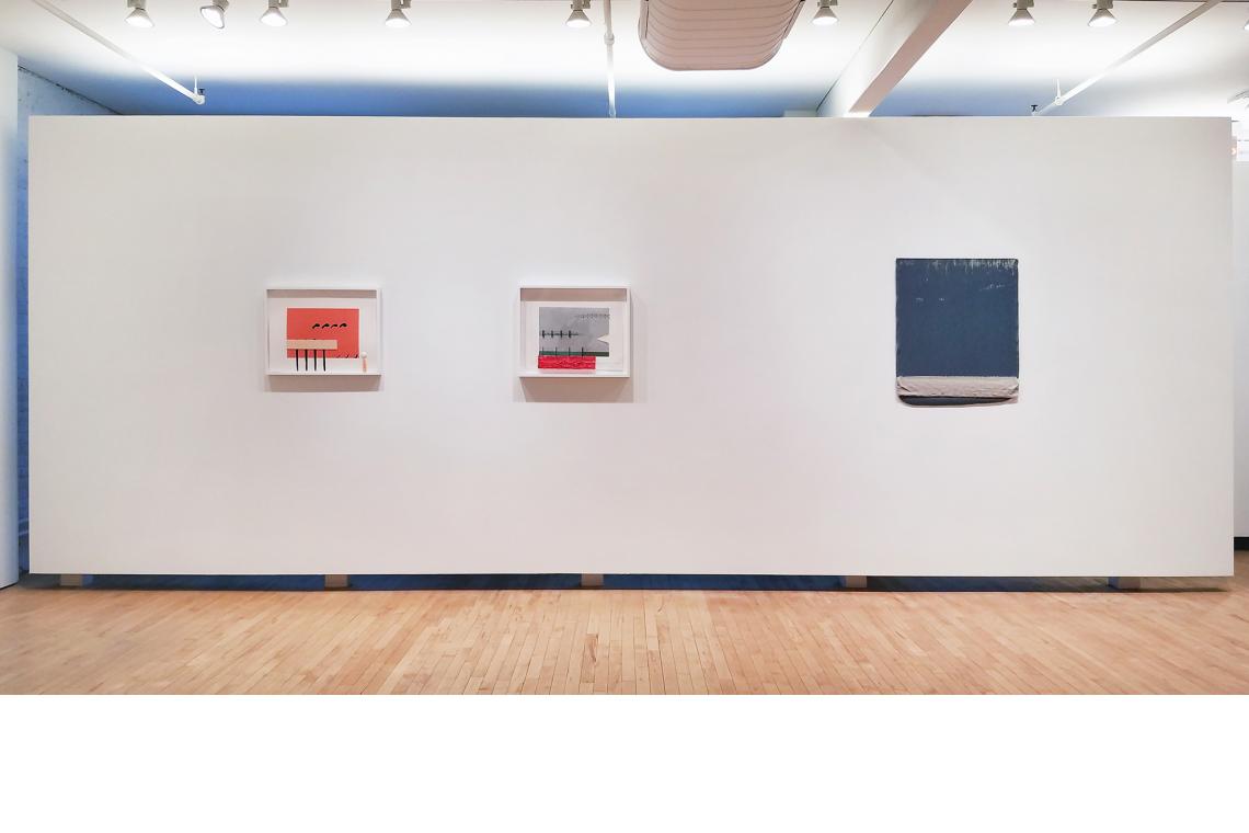 Richard Tuttle, "For Case Hudson, Printer", 2013, "Pacific Seriously", 2012; Analia Saban, Pressed Paint (Middle Gray), 2017