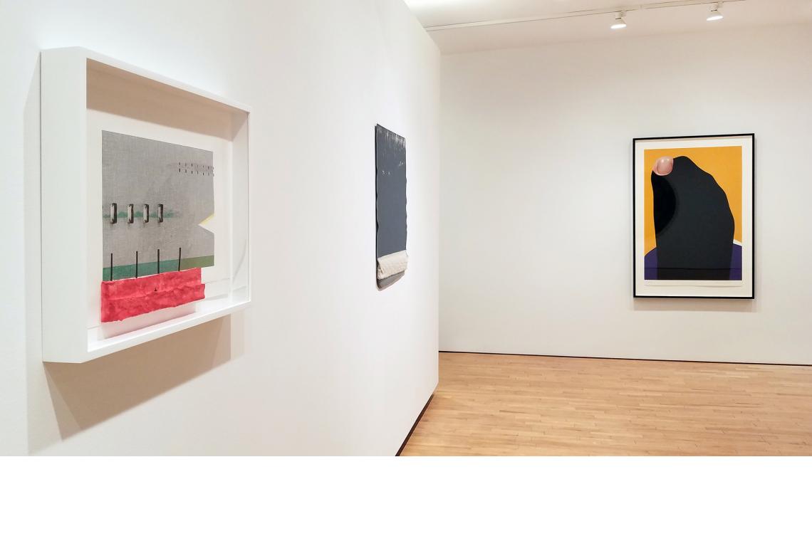 Richard Tuttle, "Pacific seriously", 2012; Analia Saban, Pressed Paint (Middle Gray), 2017; Foot and Stocking (With Big Toe Exposed): Fran, 2010