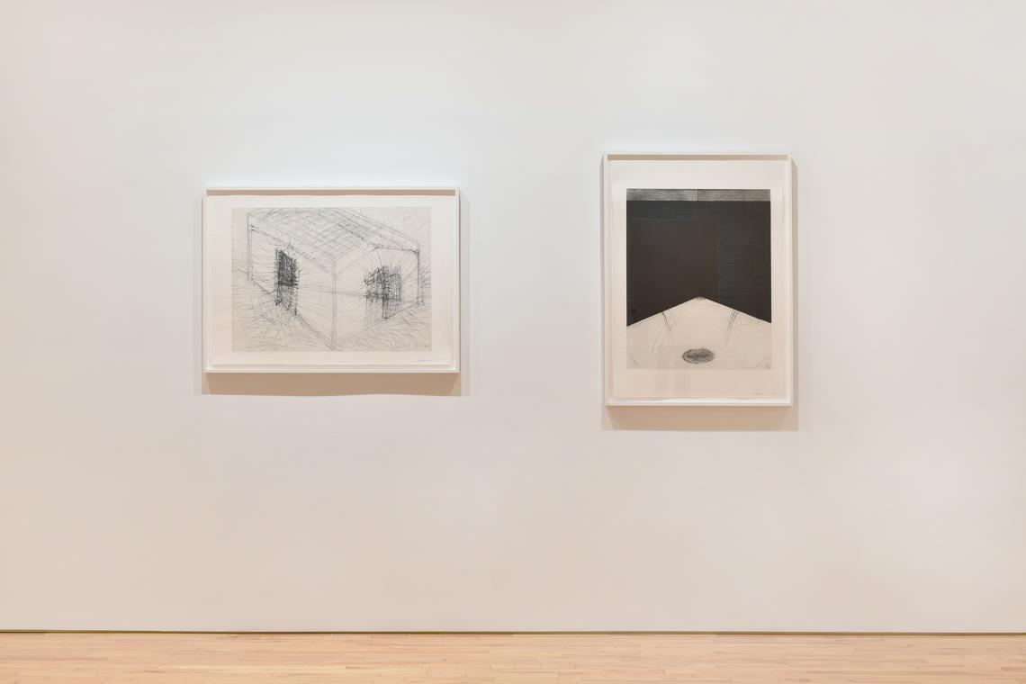 Selected Works, installation view, Bruce Nauman Floor Drain House Divided