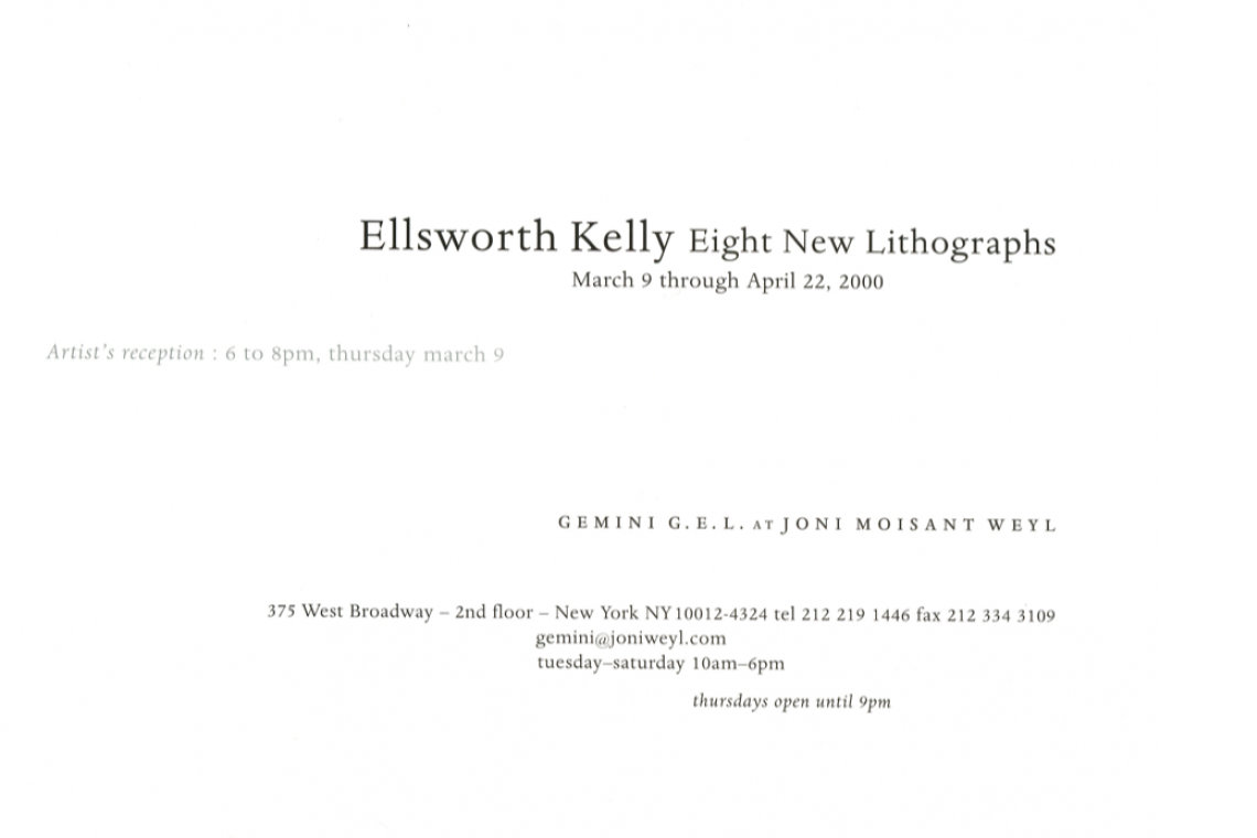 Ellsworth Kelly 2000 Announcement Card