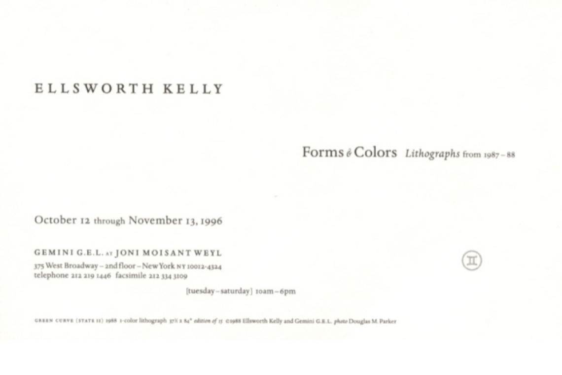 Ellsworth Kelly 1996 Announcement Card