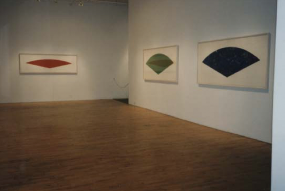 Left to right: Ellsworth Kelly, Red Curve, 1988; Green Curve (State II), 1988; Blue Curve (State I), 1988