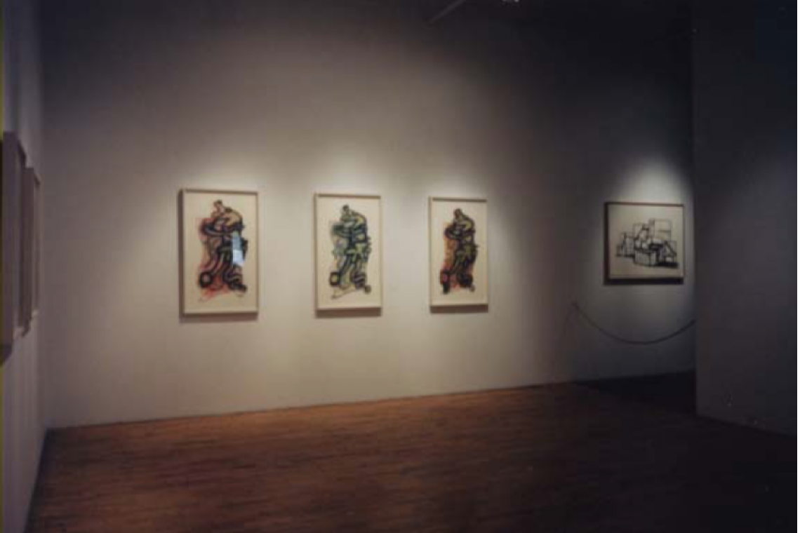 Left to right: Elizabeth Murray, from series Whazzat, 1996; Philip Guston, Studio Forms, 1981