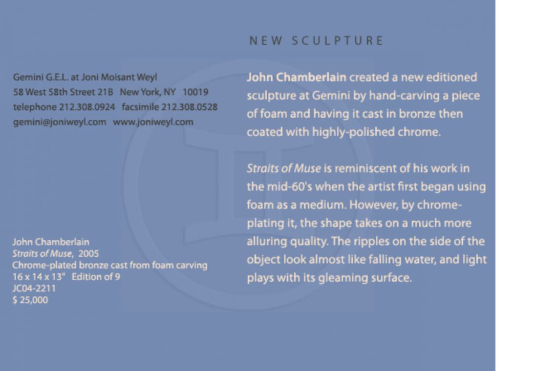 New Editioned Sculpture Announcement Card