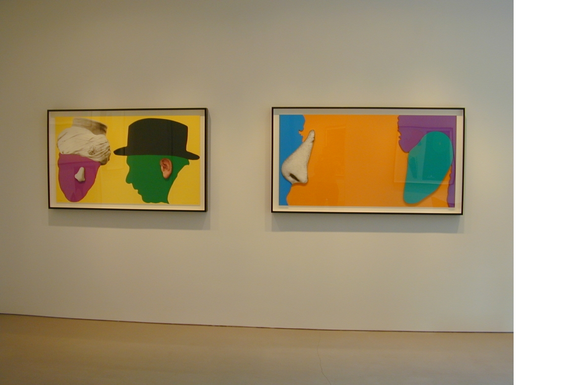 Left to right: John Baldessari, Noses & Ears (Turban), 2006; Noses & Ears, Etc.: Face with Nose and (Green) Ear, 2006