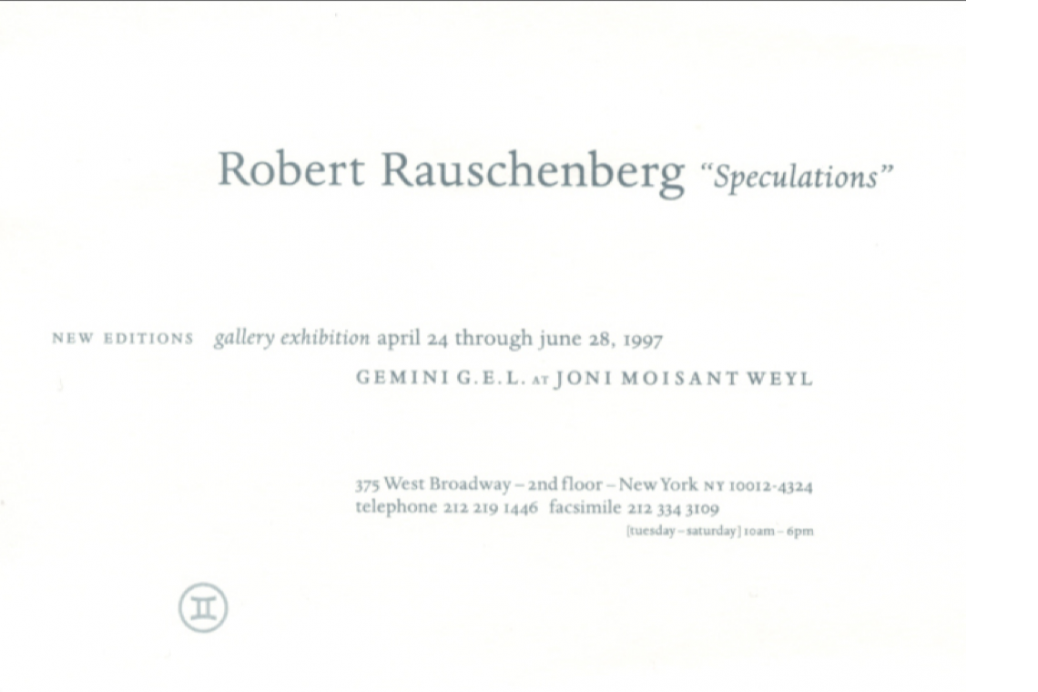 Robert Rauschenberg Speculations 1997 