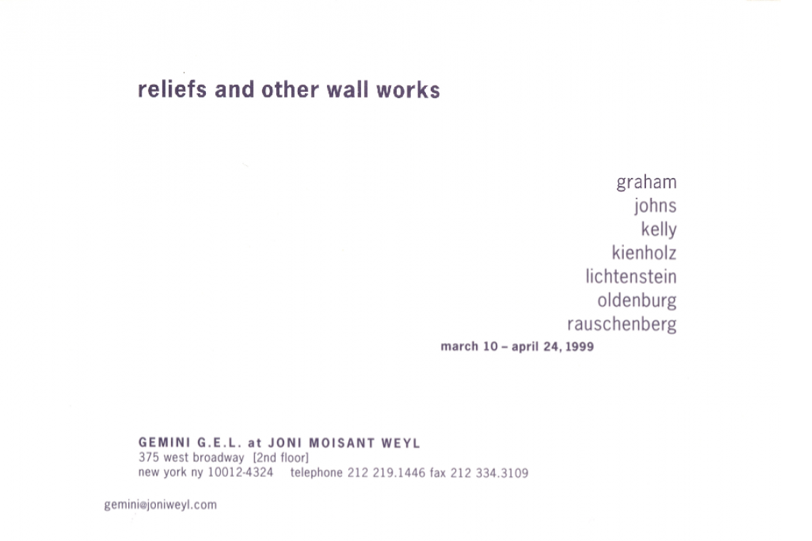 Reliefs and Other Wall Works Announcement Card