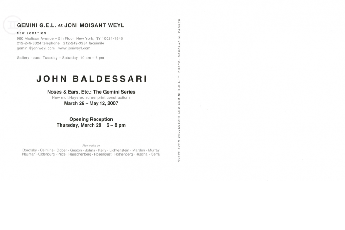 John Baldessari Noses & Ears Etc Announcement Card (2007)