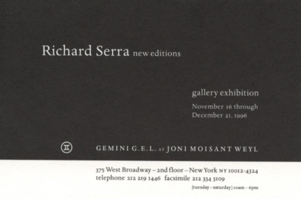 Richard Serra 1996 Announcement Card