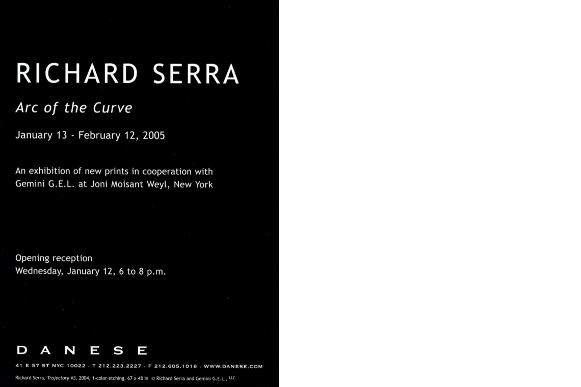 Richard Serra Arc of the Curve 2005 Announcement Card