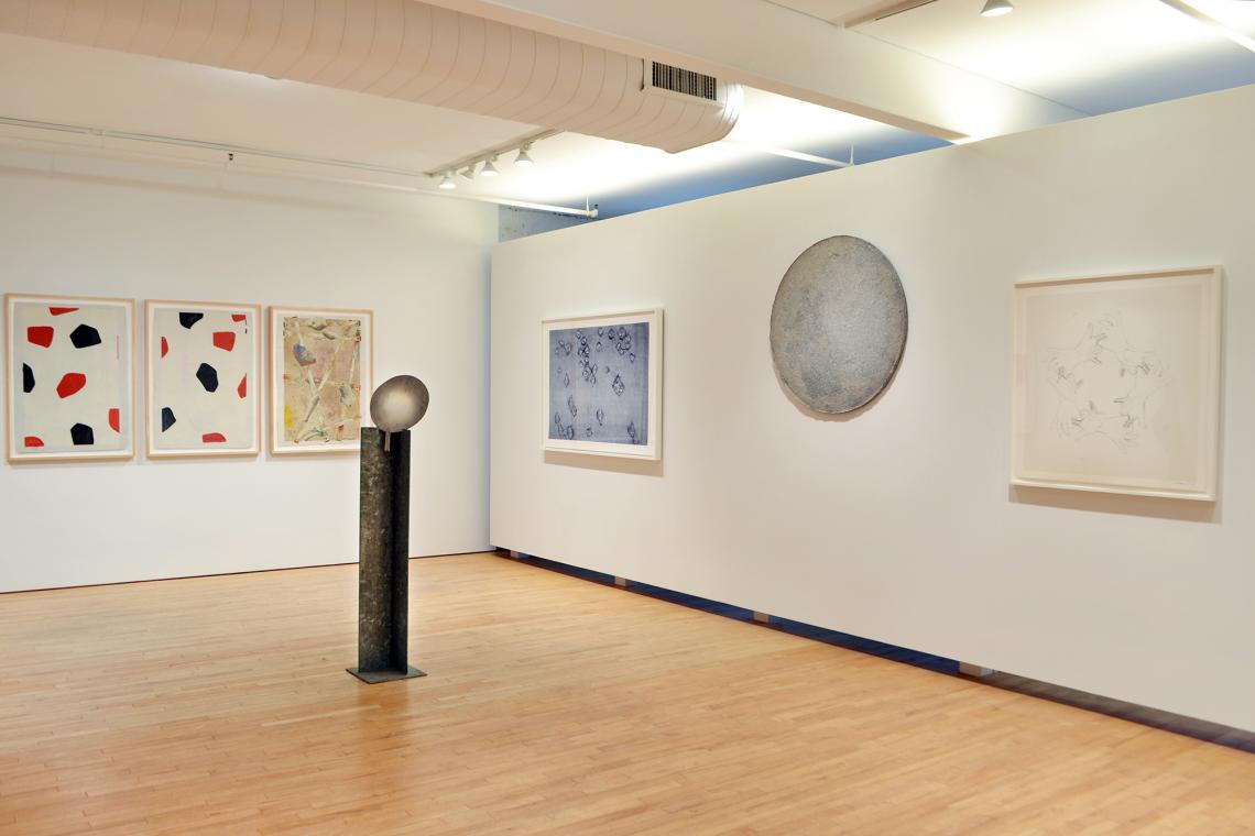 Jasper Johns, Four Panels From Untitled 1972, 1974; Isamu Noguchi, Lady Mirror, 1983;  Ann Hamilton, warp & weft II, 2007; Franz West, Honeymoon, 2012;  Bruce Nauman, Untitled (from "Fingers and Holes" series), 1994  