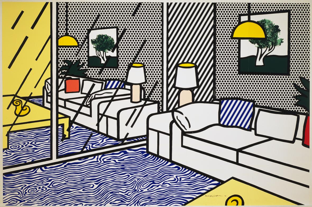Wallpaper with Blue Floor Interior | Gemini G.E.L. at Joni Moisant