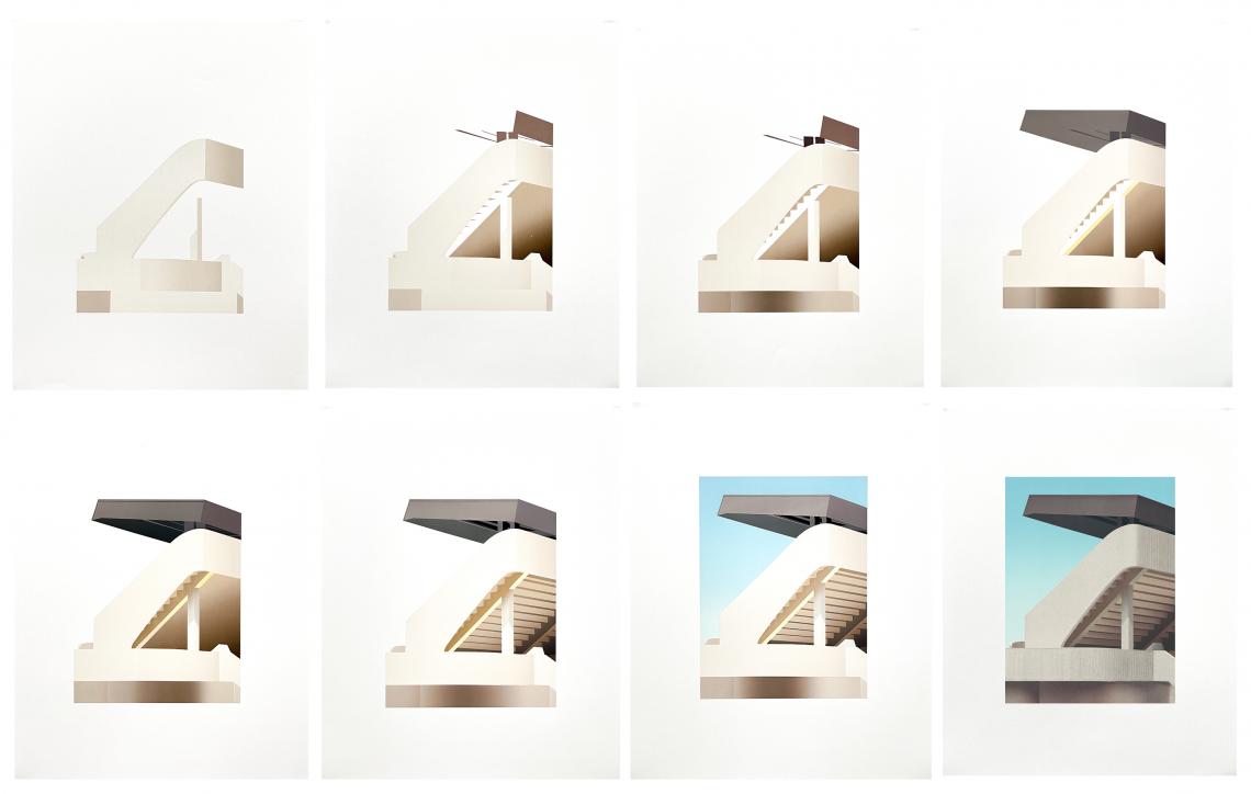 Thomas Demand 'Mumbai Olympic Pool' print progression