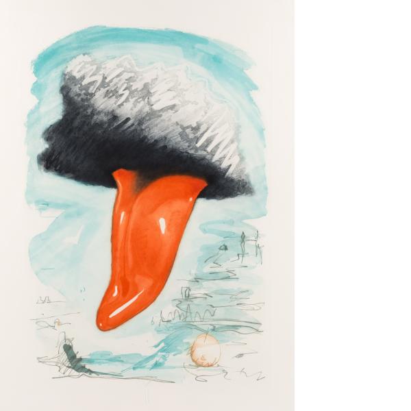 Claes Oldenburg, Tongue Cloud over London, with Thames Ball, 1976