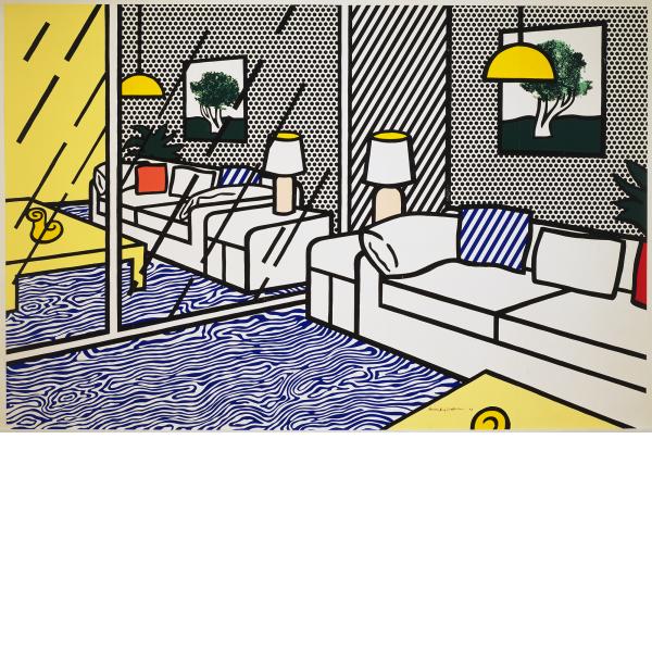 Roy Lichtenstein, Wallpaper with Blue Floor Interior, 1992