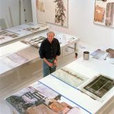 Robert Rauschenberg working on his “Short Stories” series (2000-02) in his studio in Captiva, Fla.Credit via Robert Rauschenberg Foundation Archives, New York; Photo by Ed Chappell Robert Rauschenberg working on his “Short Stories” series (2000-02) in his studio in Captiva, Fla.Credit via Robert Rauschenberg Foundation Archives, New York; Photo by Ed Chappell